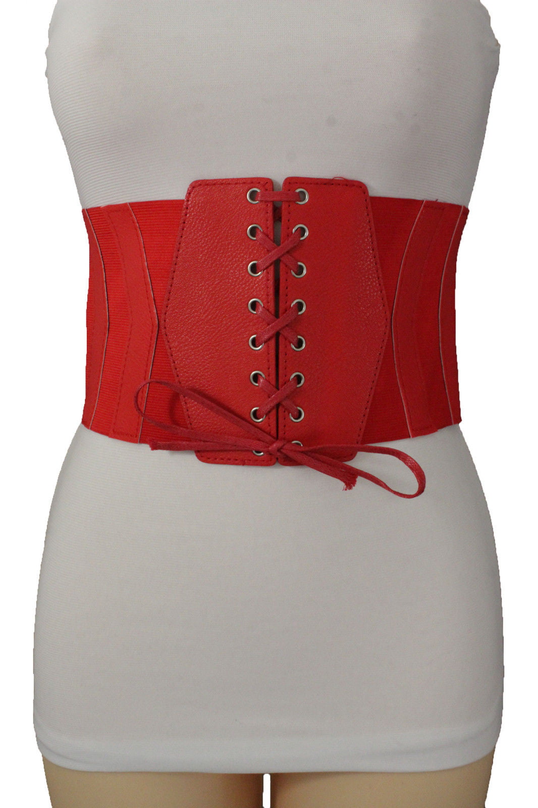 Alwaystyle4You - Women Red Faux Leather Wide Fashion Corset Belt High