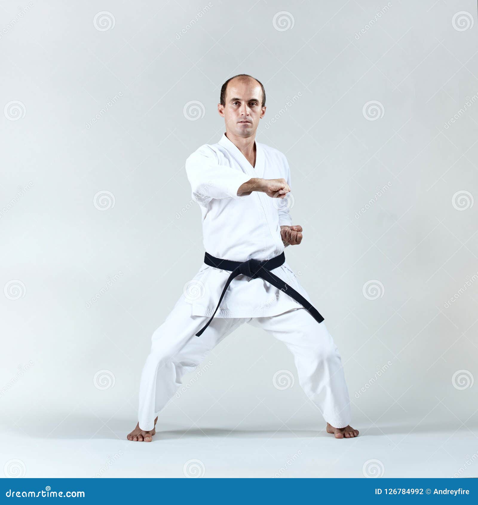 Male Athlete Trains Formal Karate Exercise Stock Photo - Image of