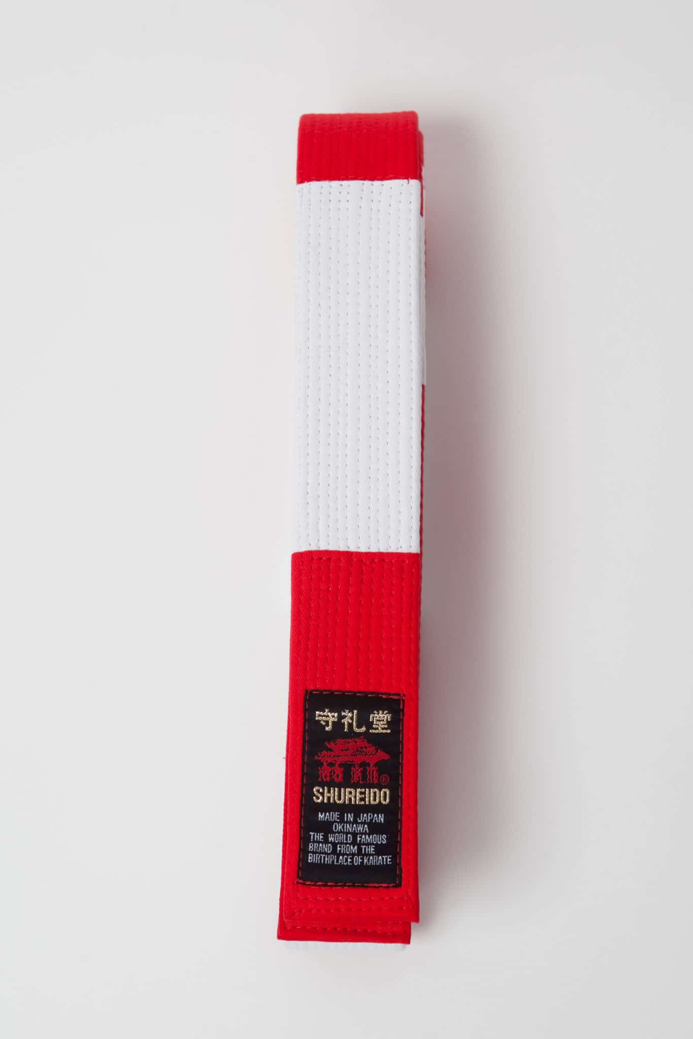 Ceinture de Karate Rouge et Blanche SHUREIDO Coton - Extra Large